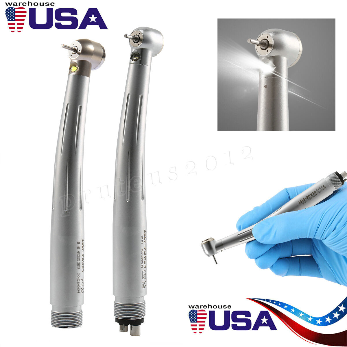 SELF-POWER Dental High Speed LED E-generator Handpiece 4Holes 2Holes Turbine