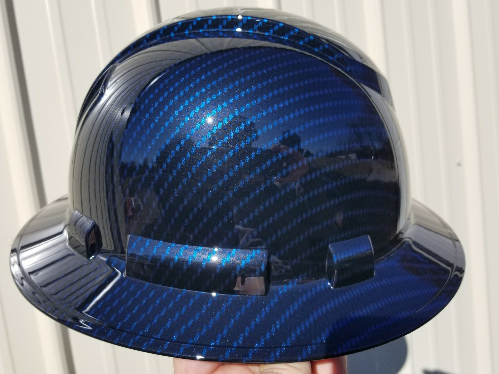 NEW FULL BRIM Hard Hat custom hydro dipped Deep blue candy carbon fiber sick