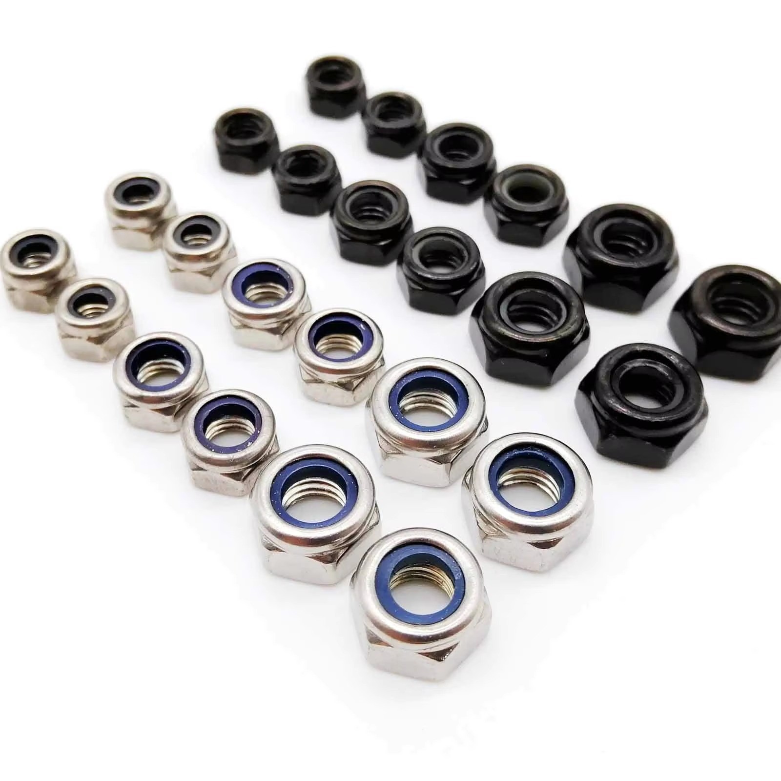 Stainless Steel Nylon Lock Nut M2 M2.5 M3 M3.5 M4 M5 M6 M8 M10 M12 M14 M16 100pc