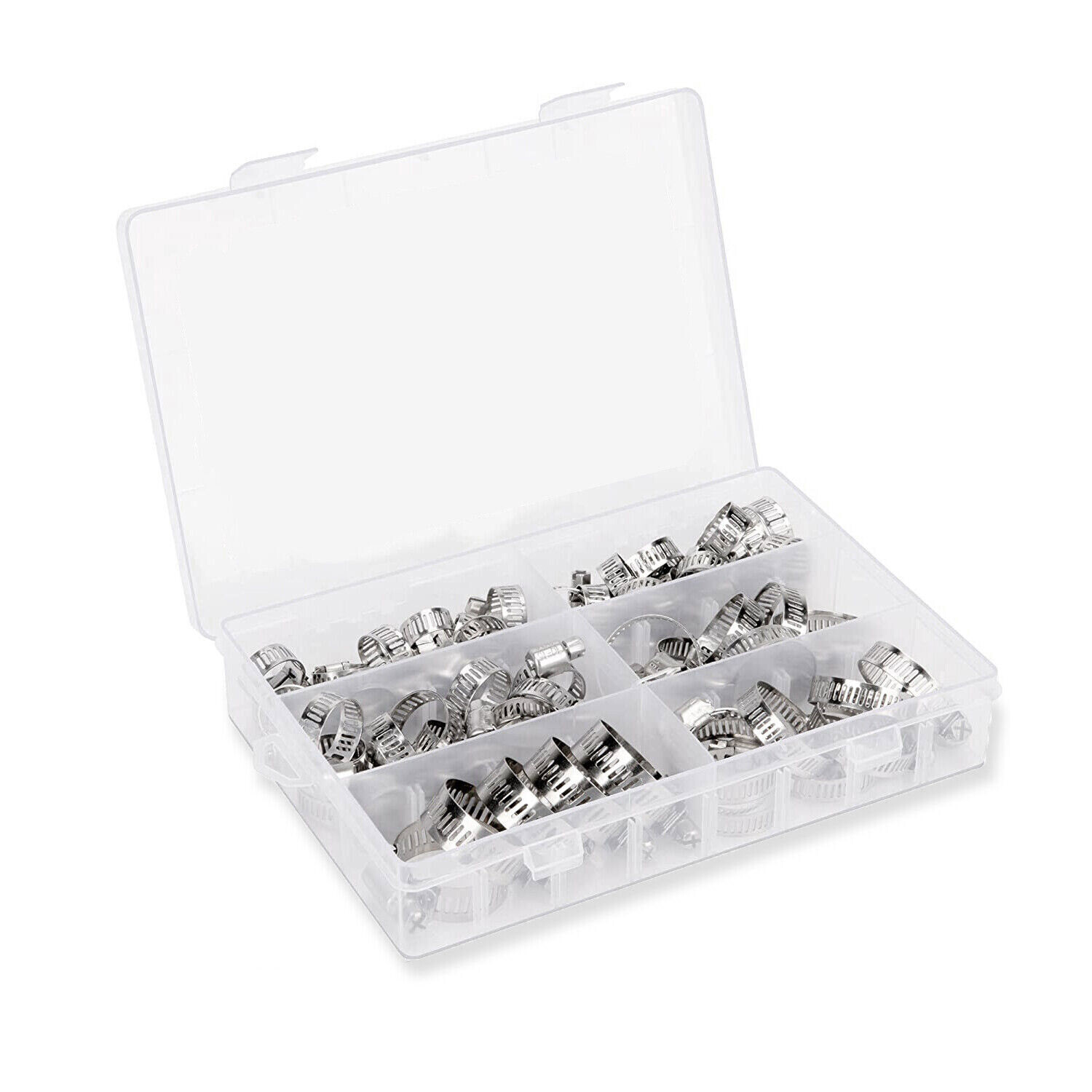 130pcs Adjustable Hose Clamps Worm Gear Stainless Steel Clamp Assortment 7 Sizes