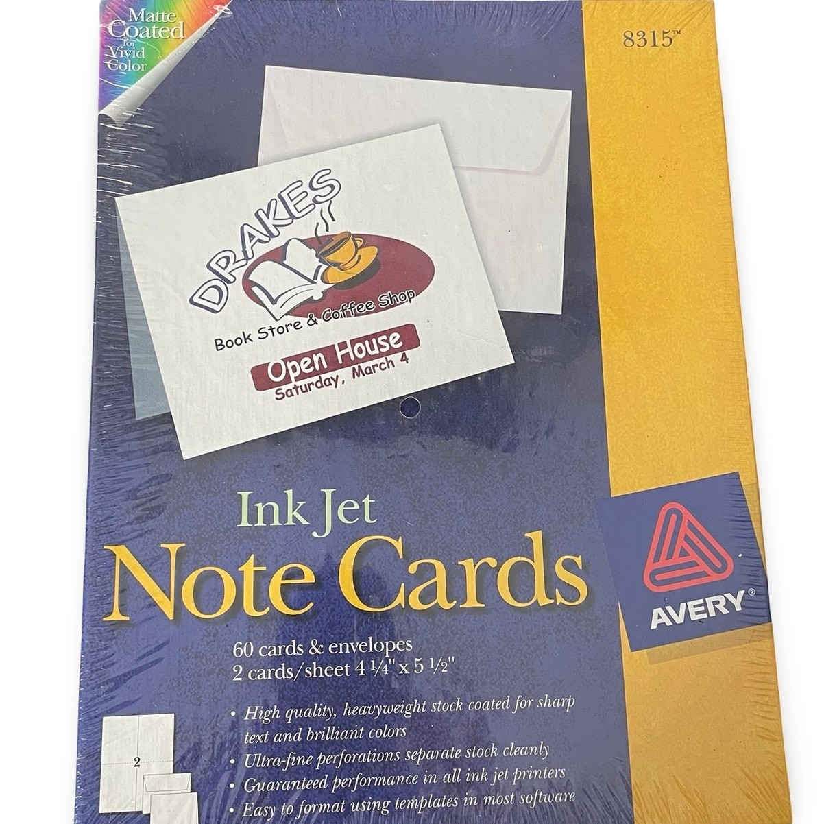 Avery 8315 Inkjet Note Cards with Envelopes White 4.25 x 5.5 60 Count Pack NEW