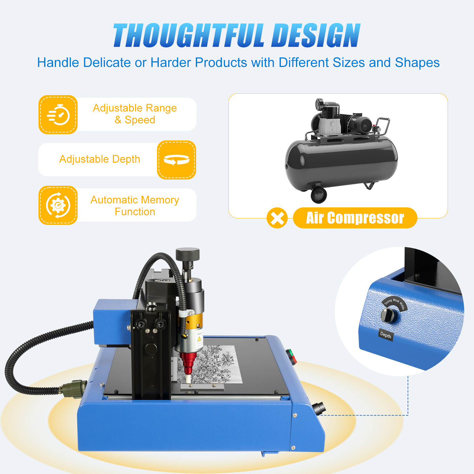 400W Electric Metal Marking Engraving Machine for Steel Plate Dog Tag Nameplate