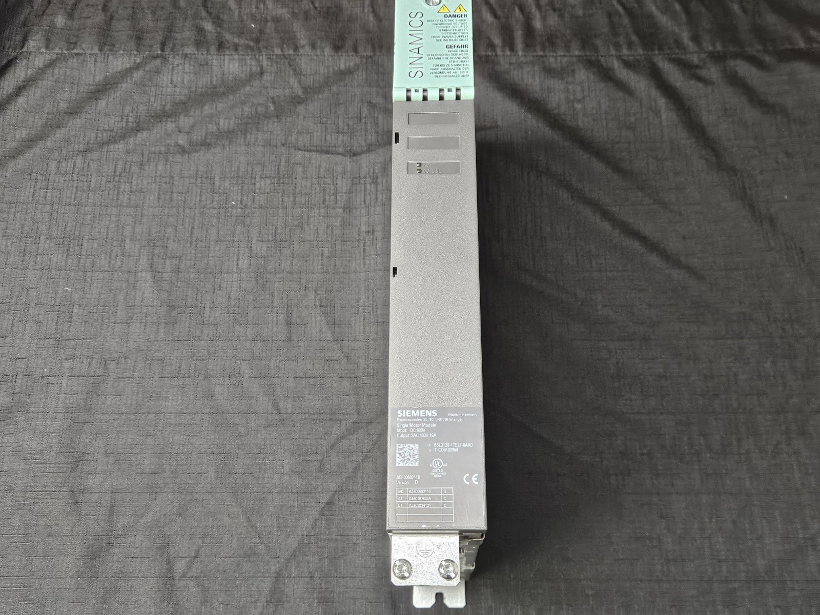 Siemens Single Motor Module 6SL3120-1TE21-8AA3