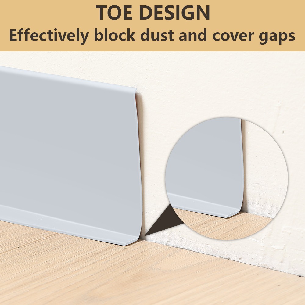 Vinyl Wall Base Baseboard Molding Trim 4″x 20FT Flexible Self Adhesive Gray