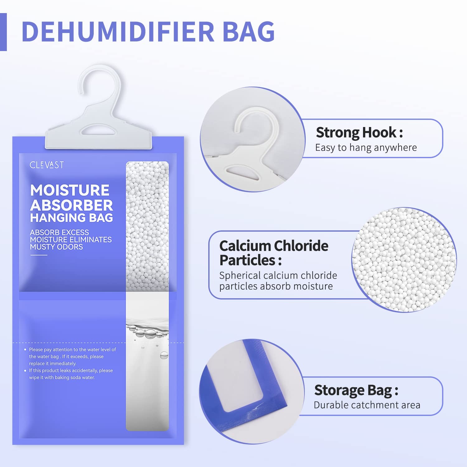CLEVAST Moisture Absorbers Packets 10 Pack, Dehumidifier Bags 9.6 oz, purple