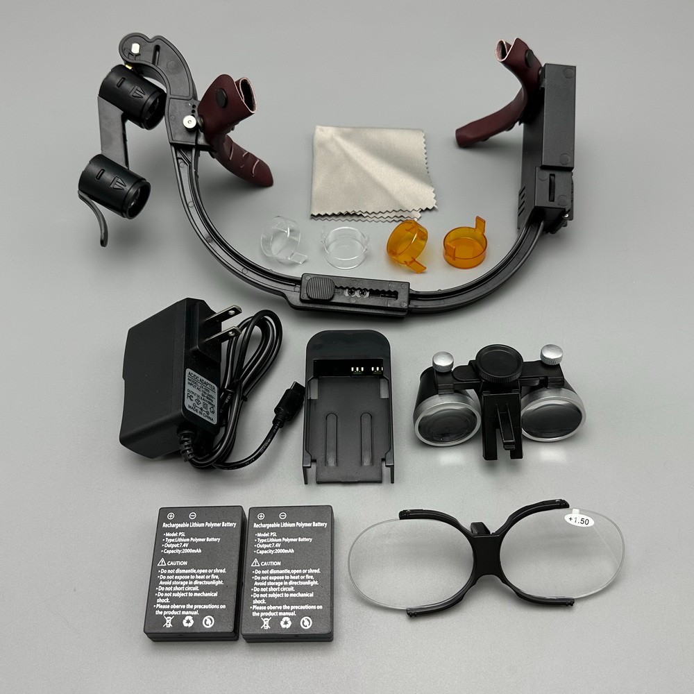Dental Surgical Binocular Loupe Magnifier Glasses 3.5x Medical LED Head Light US