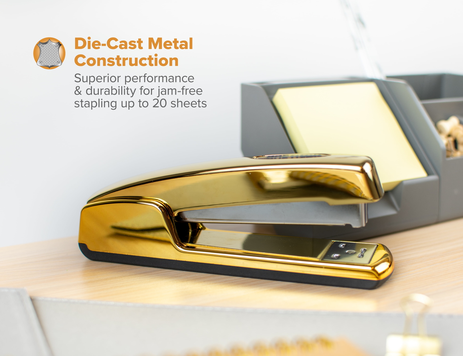 Metallic Gold Stapler, 20 Sheets
