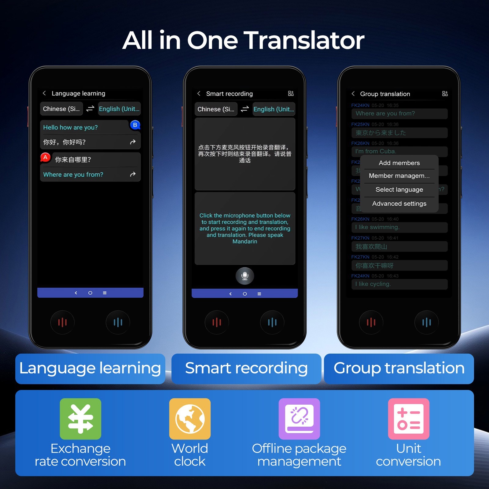 iTour Dual-Screen Real-Time Language Translator Device for Business Travel Learn
