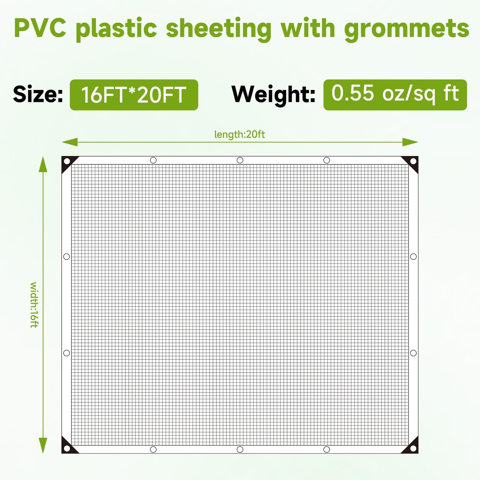 16Ftx20Ft Greenhouse Cover,Clear Plastic Tarps,16Mil Heavy Duty Waterproof ta…