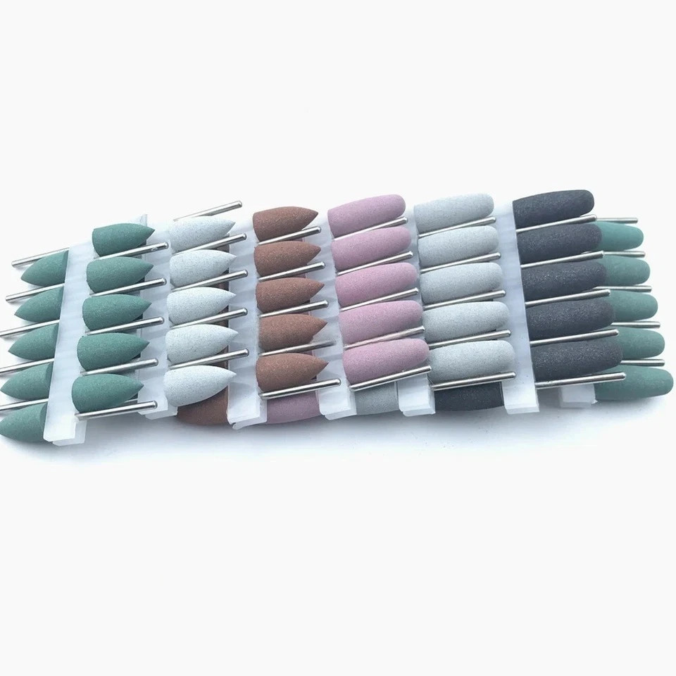 50 Pcs Dental Lab Silicone Rubber Polishers Diamond Polishing Burs Shank 2.35mm