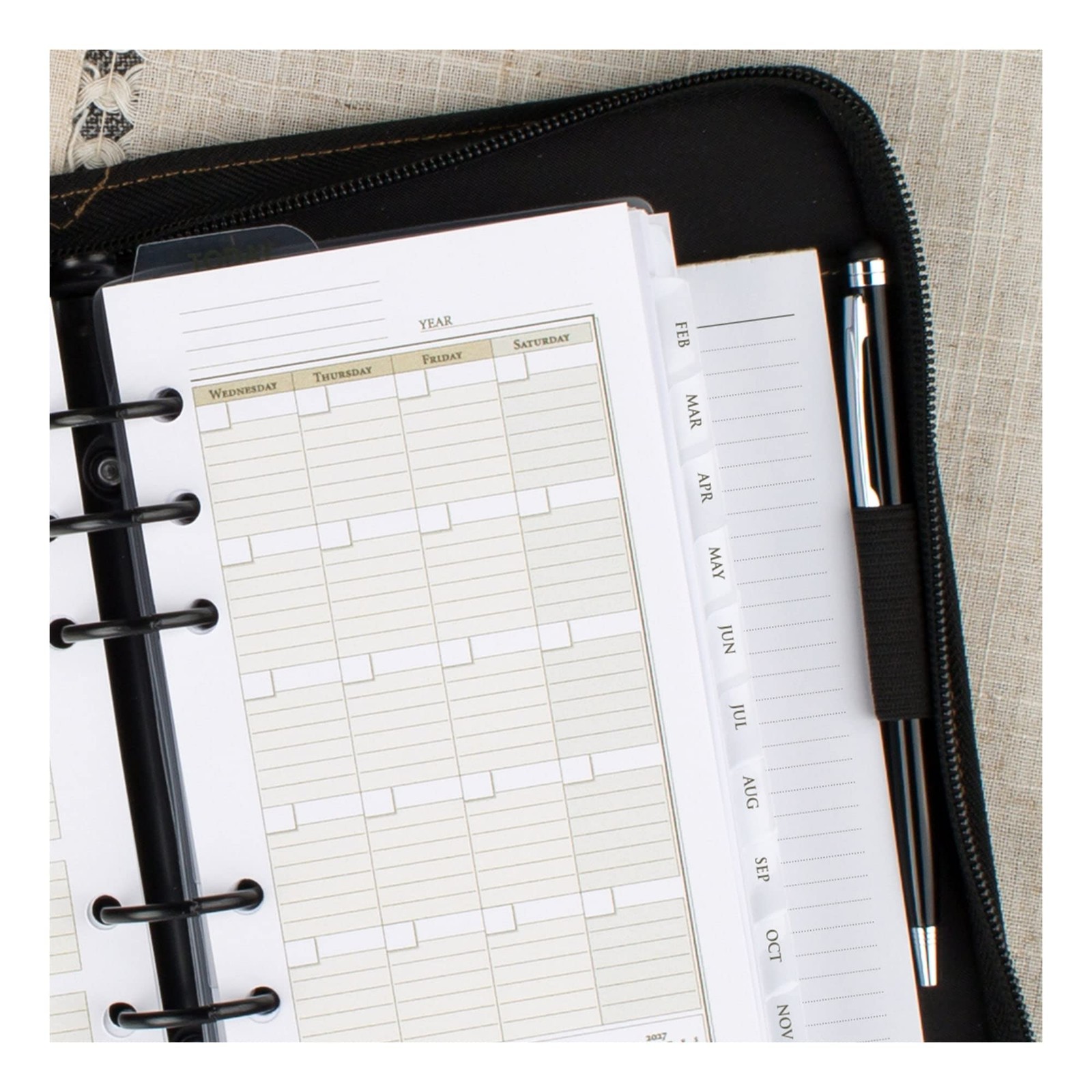 Portable Brown Planner Starter Set Undated Monthly Weekly Daily Organization