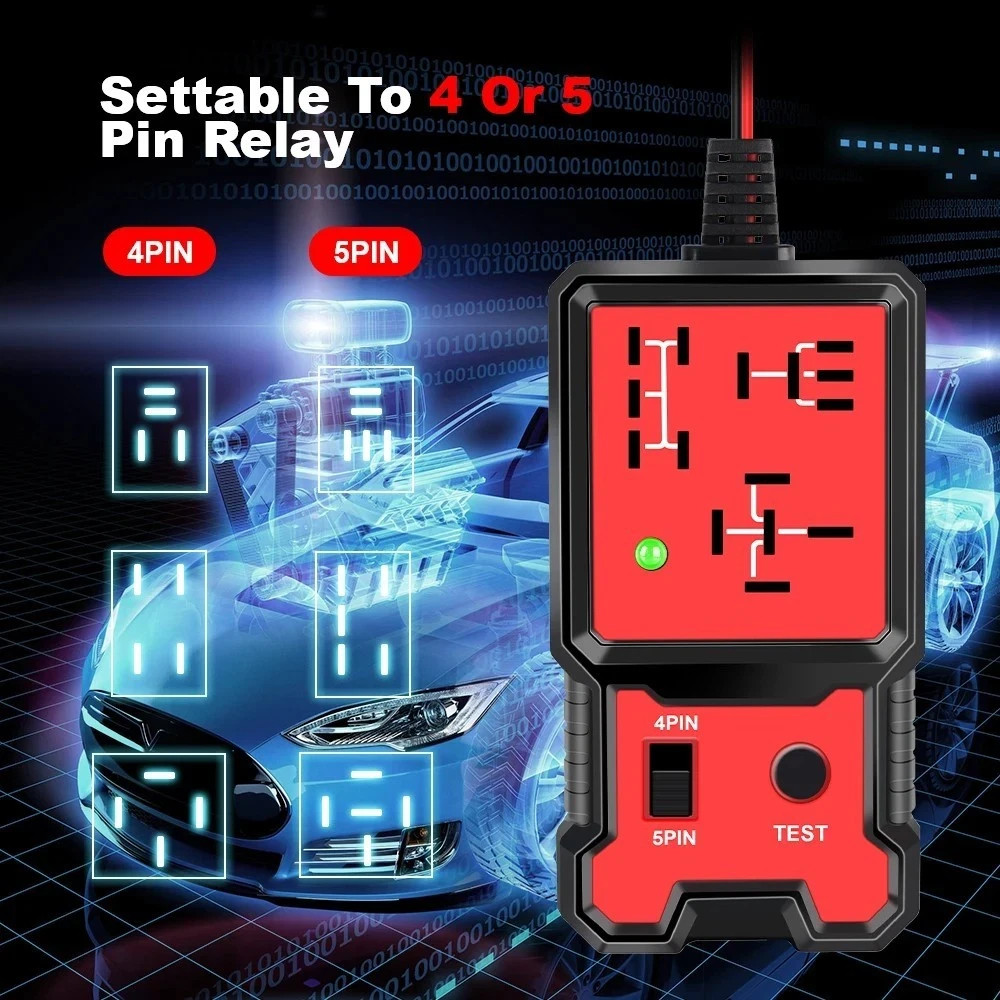 12V Automotive Relay Tester 4/5 Pin LED Car Diagnostic Relay Testing Tool
