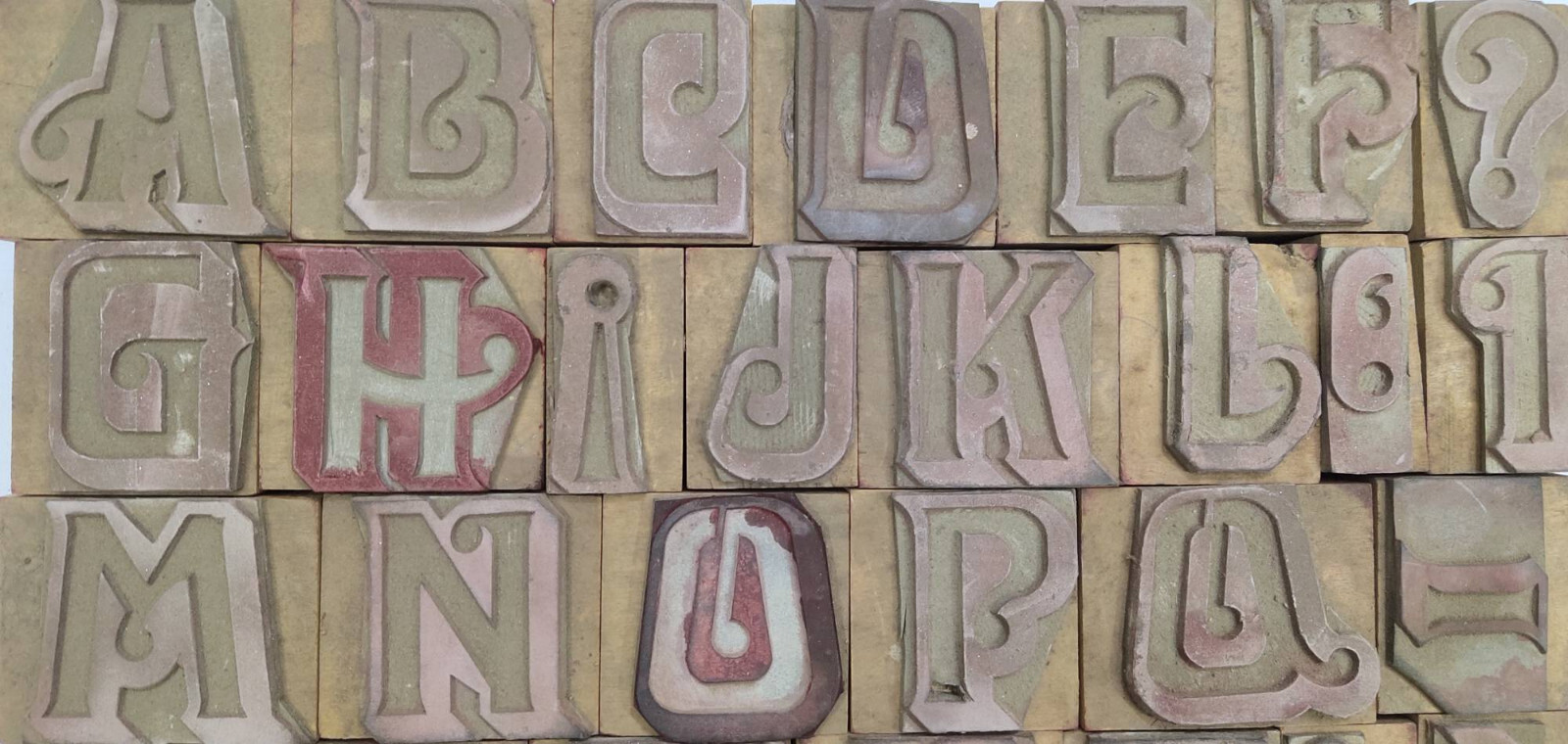 34 Pieces A To Z Letterpress Wood/Wooden Hand-Carved Matrices for Type English