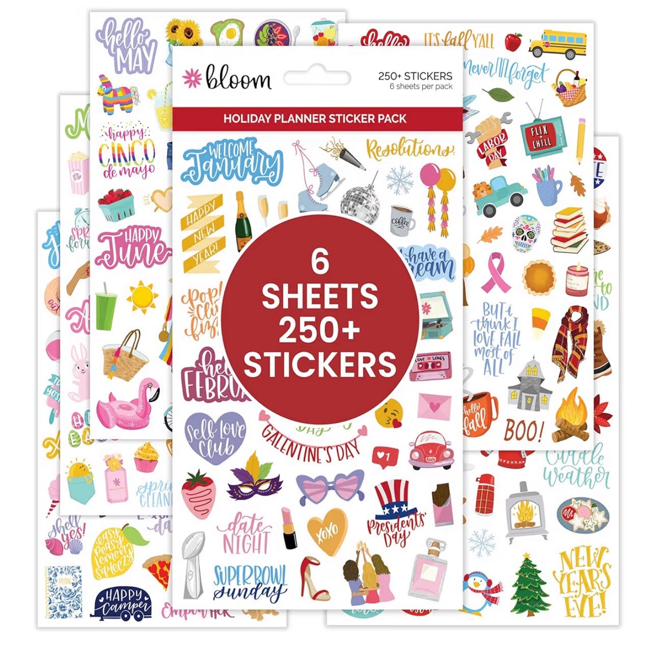 bloom daily planners New Holiday Seasonal Sticker Sheets 6 Sheets 250+