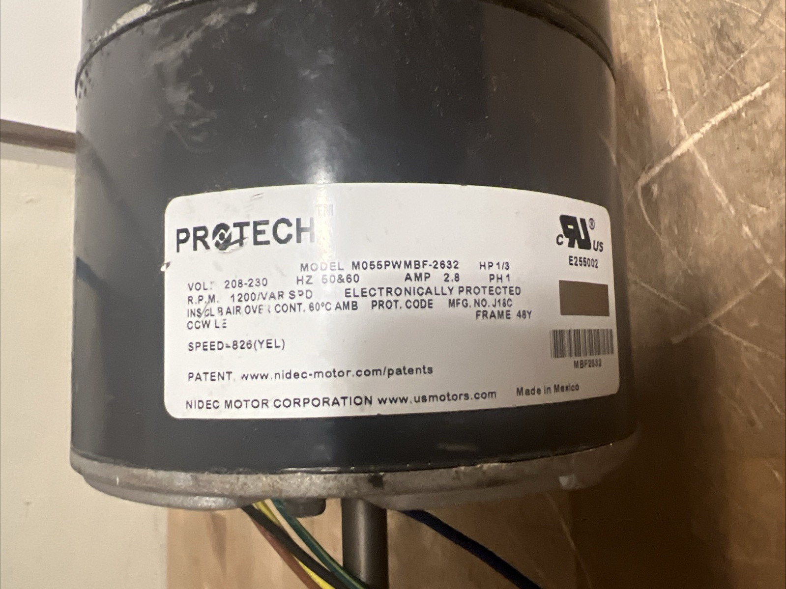 Protech 51-106394-02-03 ECM Condenser Motor 1/3 HP 208/230V Rheem Ruud +