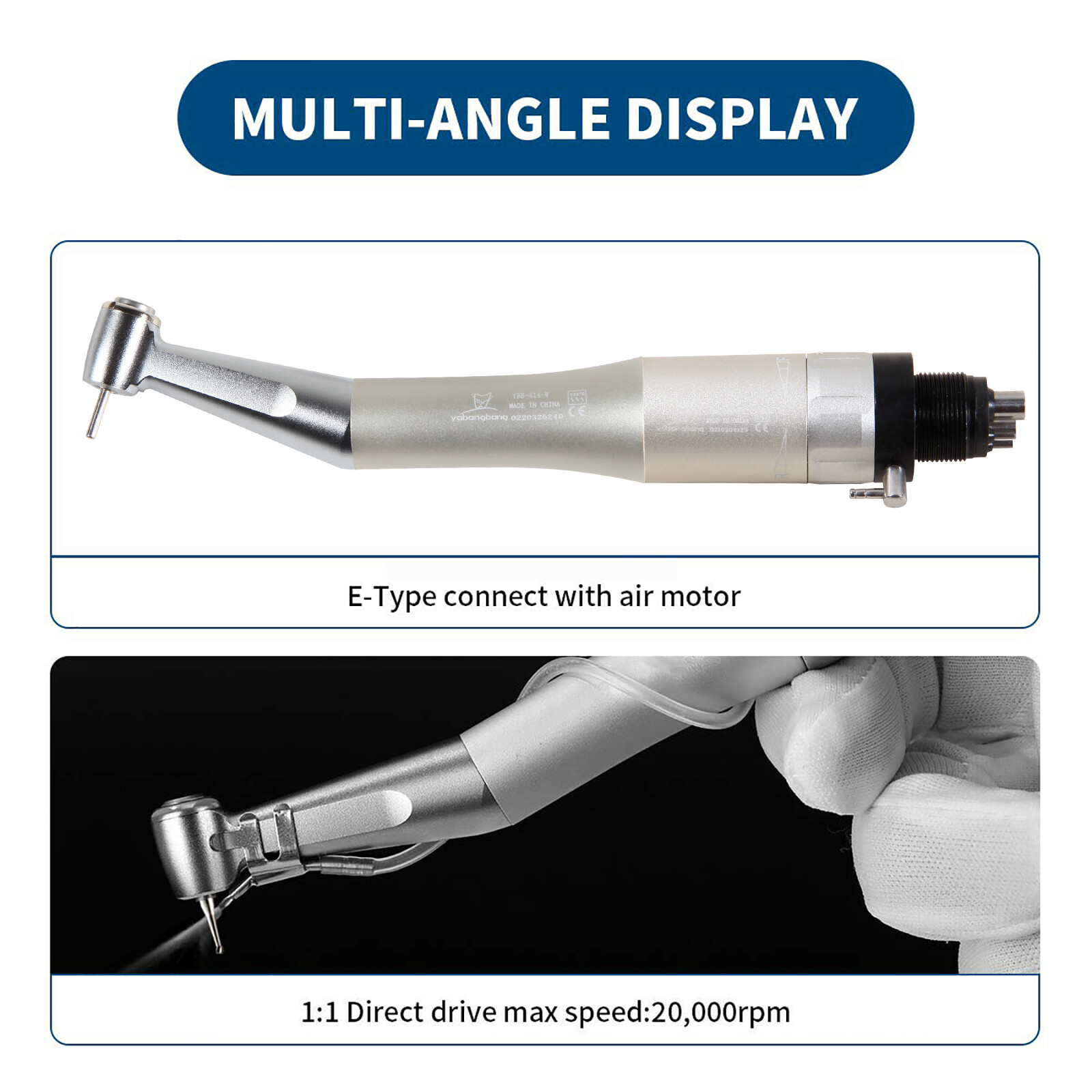 NSK Style Dental Slow/Low Speed FG 1.6mm Burs Contra Angle Handpiece Push Button