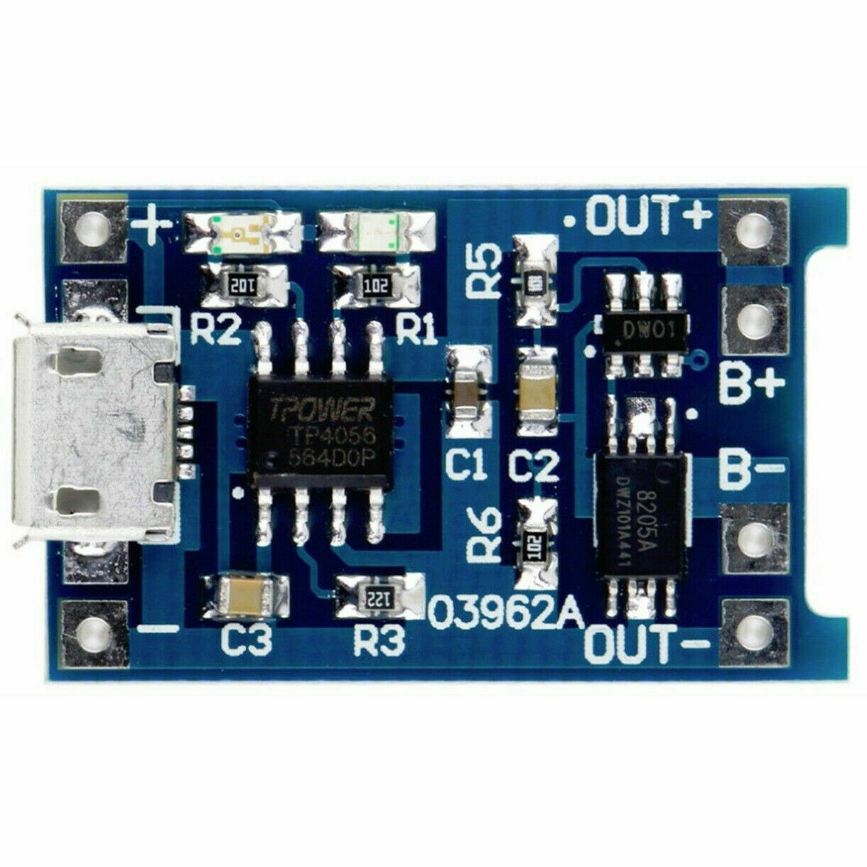 2pcs TP4056 5V 1A Micro USB 18650 Lithium Battery Charging and Protection Board