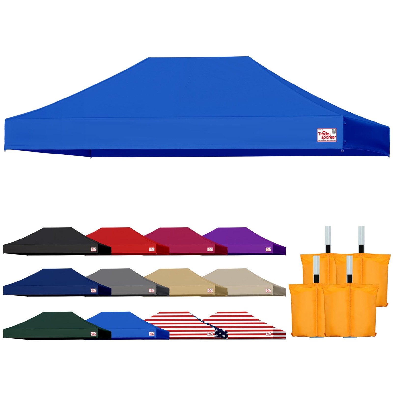 Tradesparker 10X15 Commercial Pop Up Canopy Replacement Top-Windproof