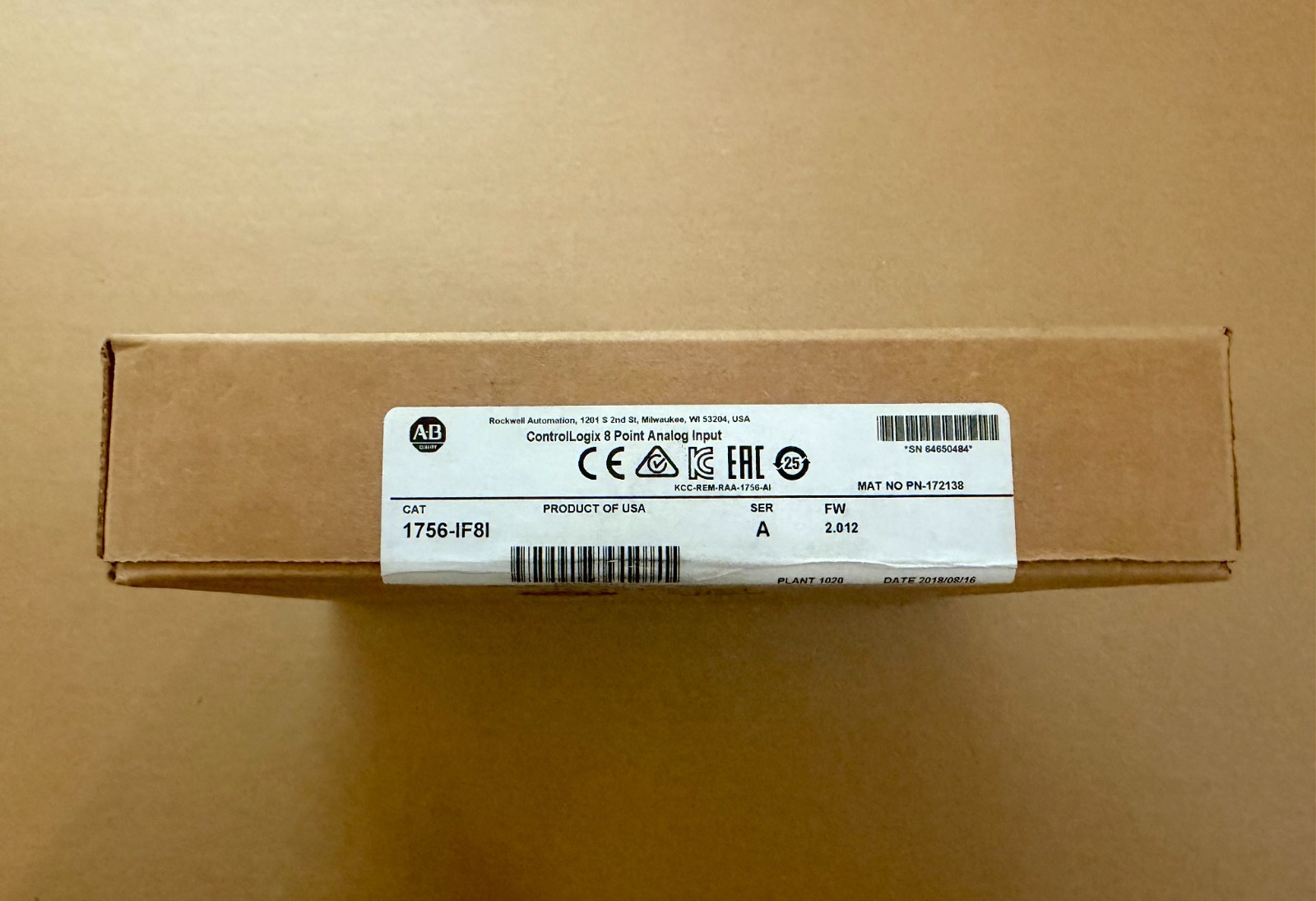 ControlLogix Analog Input Module Allen Bradley New In Box 1756IF8I/A SEALED
