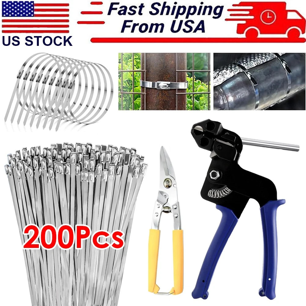 Stainless Steel Cable Tie Gun Set – Heavy Duty Metal Zip Tie Tool Kit with 150PC