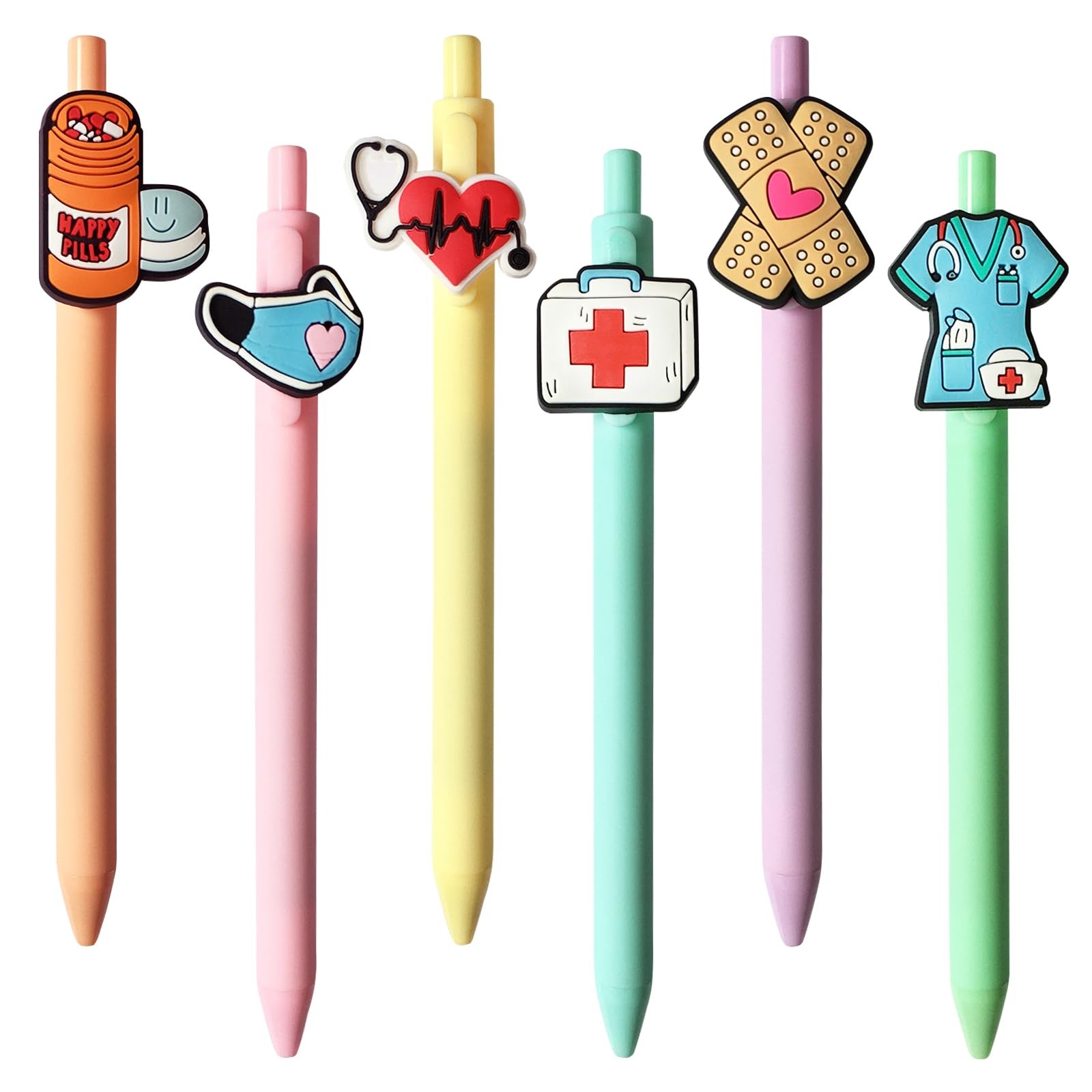 LSLSHY Cute Nurse Pens Funny 1 Count (Pack of 6), Multicolor