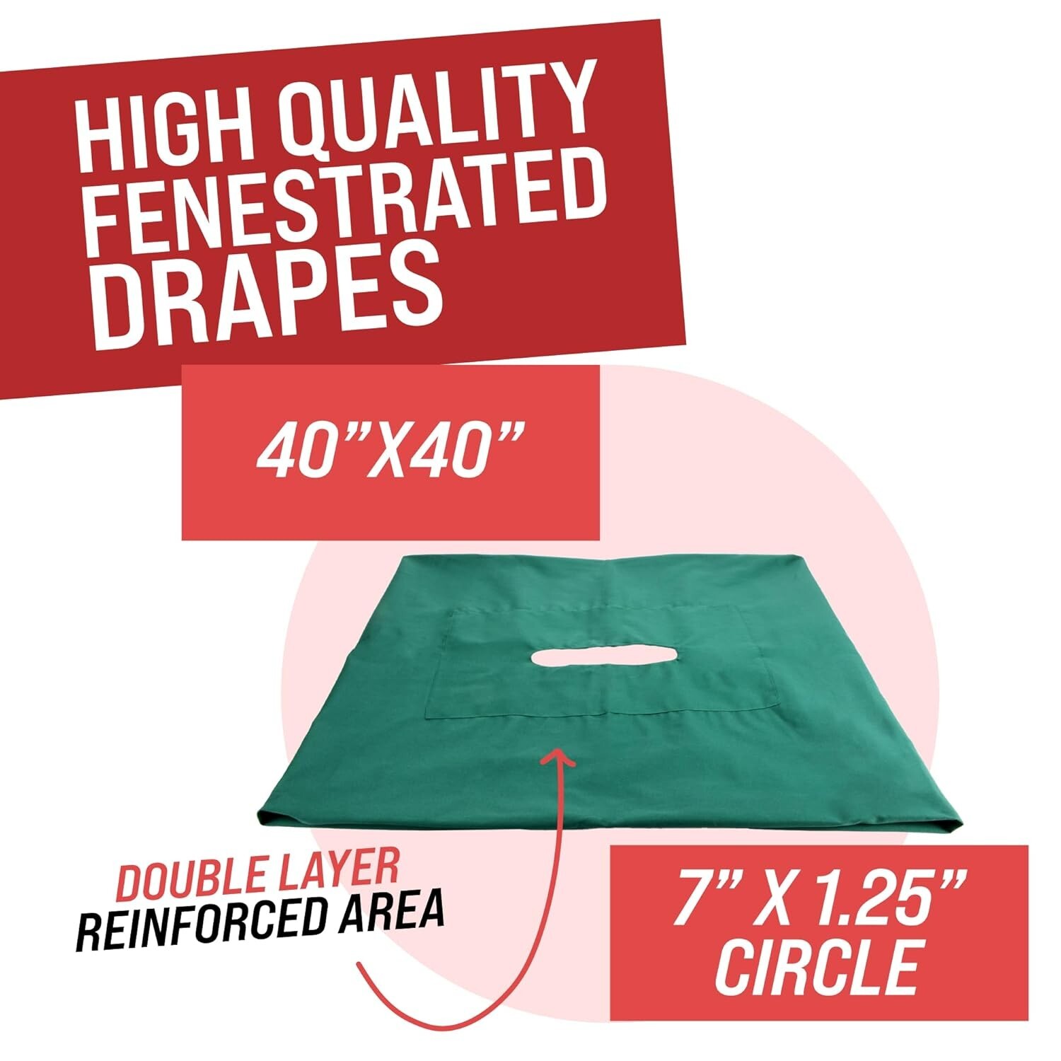Cloth Fenestrated Drape, 40” x 40” with 7” x 1.25” Rectangle, Autoclavable