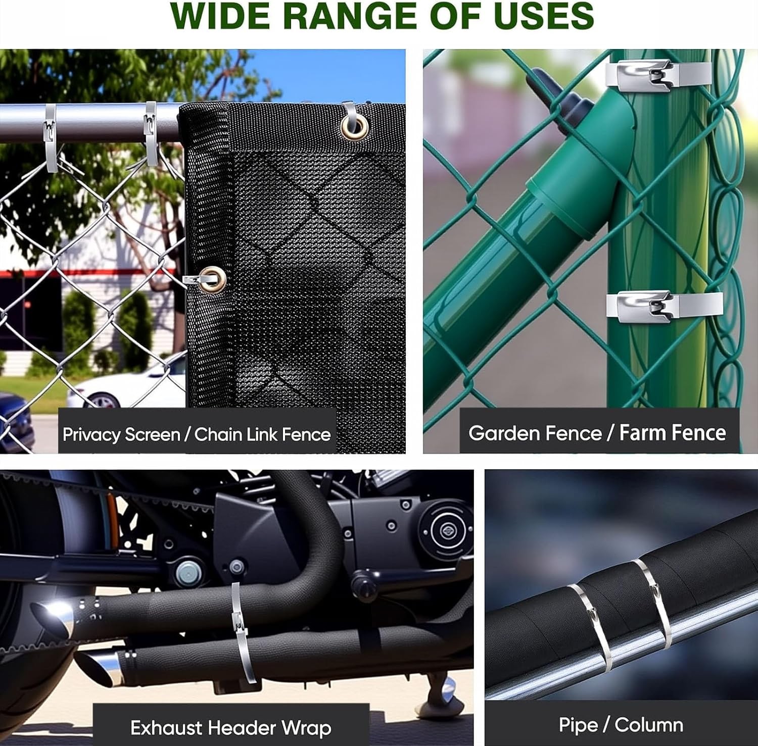 Metal Zip Ties with Stainless Steel Cable Tie 100pcs UV-Resistant, 11.8in