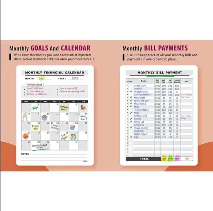 Buy 1 Get2Monthly Bill Payment Tracker Planner, Large Undated Monthly, 48 Months