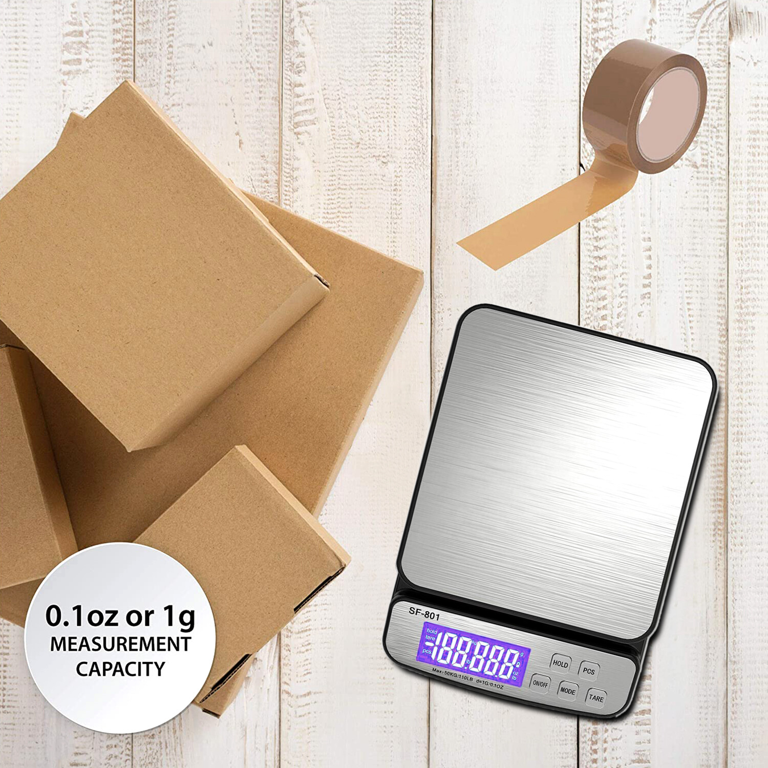 110 LB x 1g Digital Scale Postal Shipping Scale AC Adapter Battery SF-801