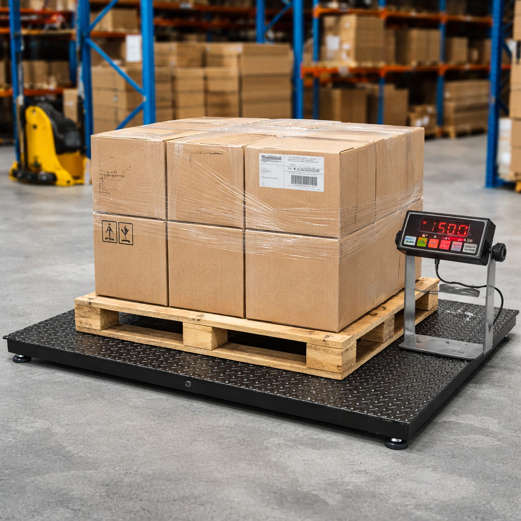 Heavy Duty 48″x48″ Floor Scale 2500 x 0.5 lb NTEP Approved with Indicator