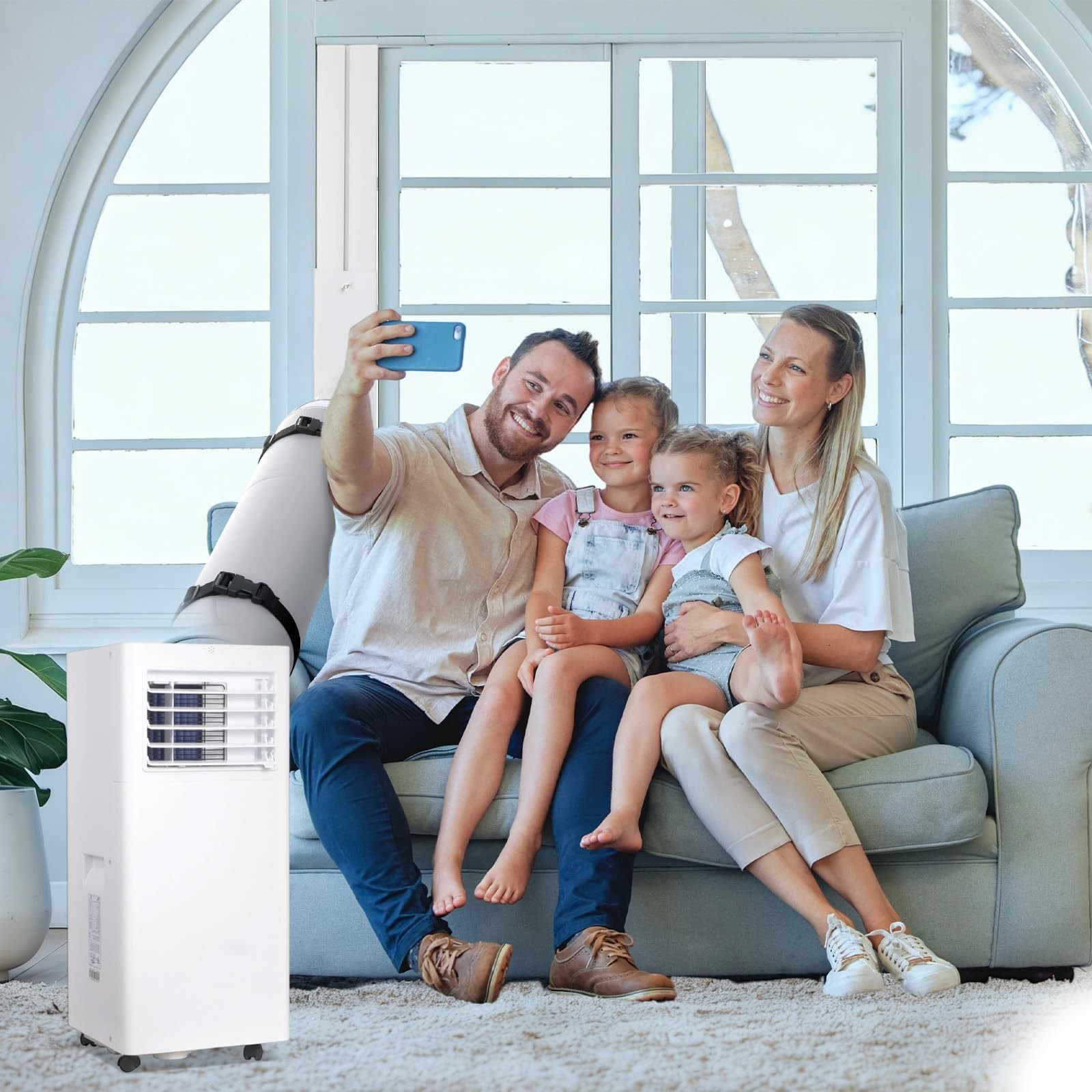 Conderyang Portable Air Conditioner Window Unit Kit with Hose Universal Gray