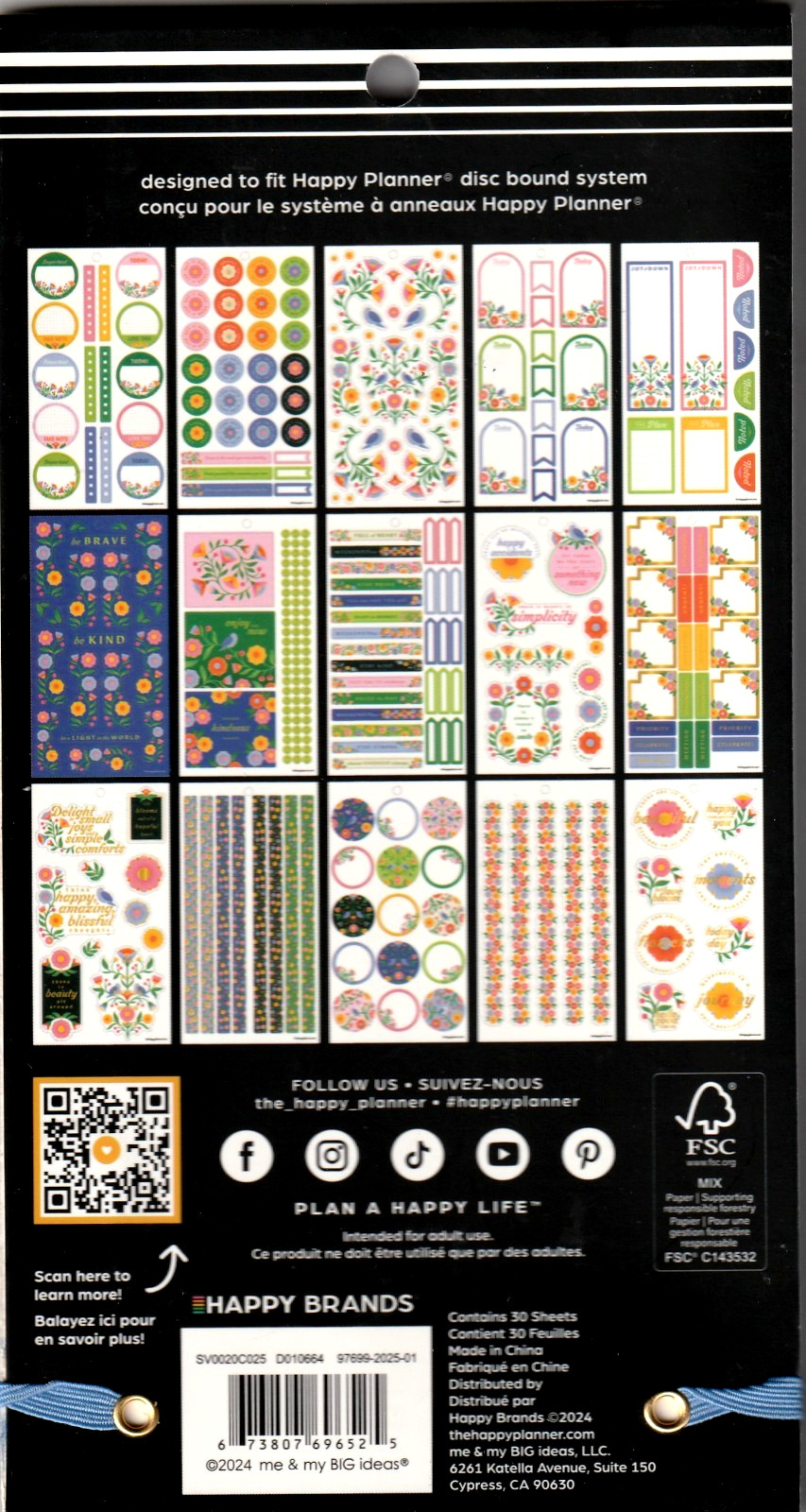 Happy Planner Bloom & Glow Sticker Book – 30 Pages – 651 Pieces – NEW