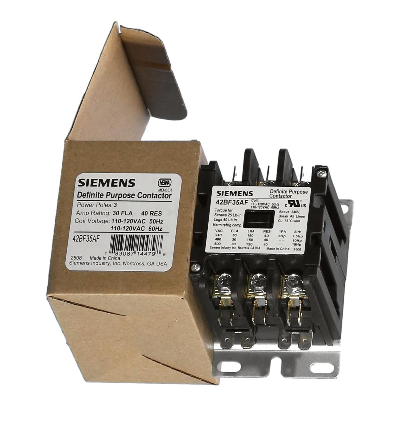 42BF35AF 30A Definite Purpose Contactor by Siemens/Furnas