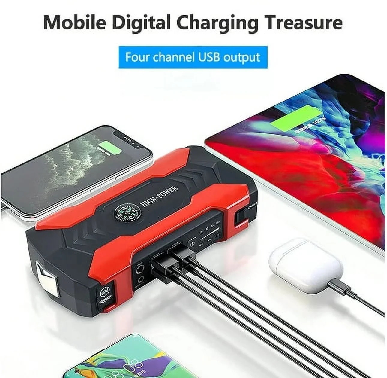 99800Mah Car Jump Starter, Peak Car Battery Charger, 12V Jump Box Jumper Battery