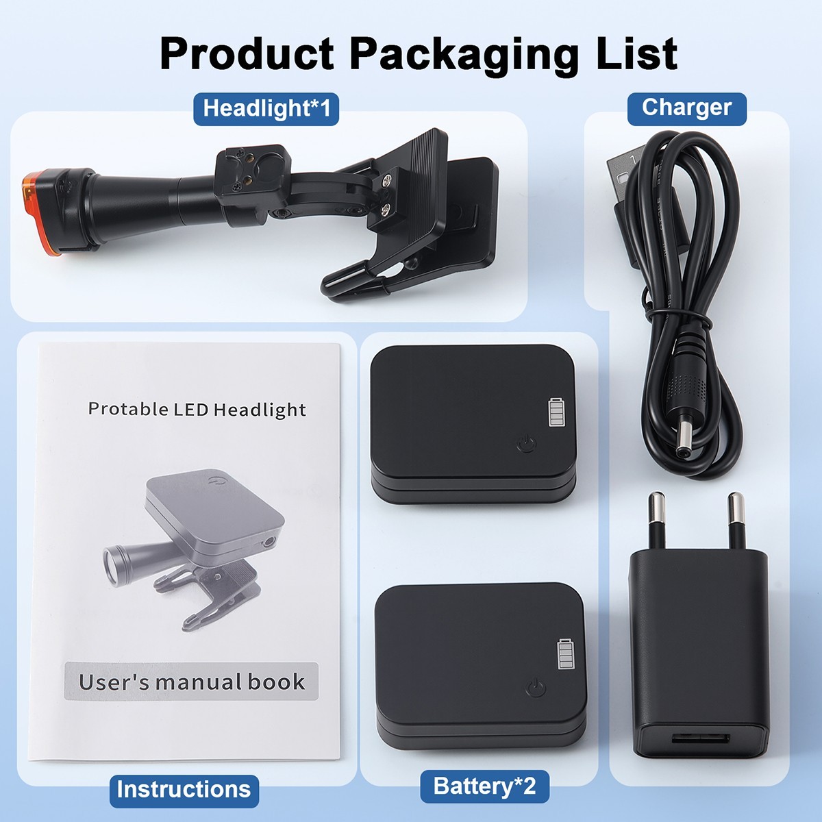 Wireless 5W Dental LED Clip-On Headlight 2 Magnetic Battery for Binocular Loupes