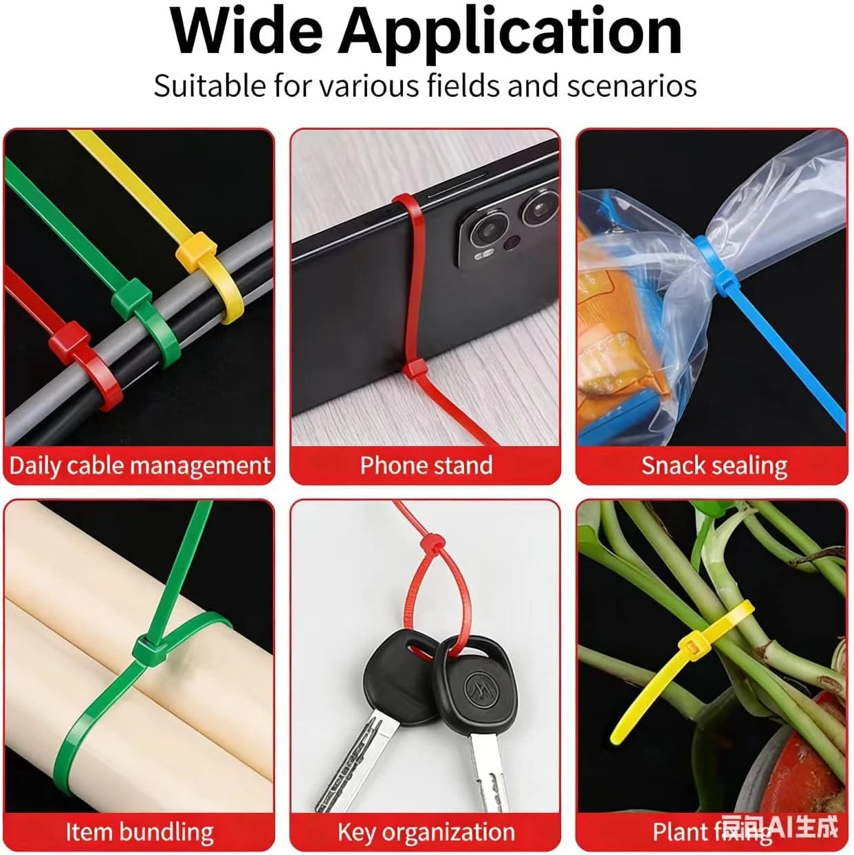 120Pcs 8Inch Cable Zip Ties, Assorted Sizes, Multi-Purpose Multi-Color Mix Packe