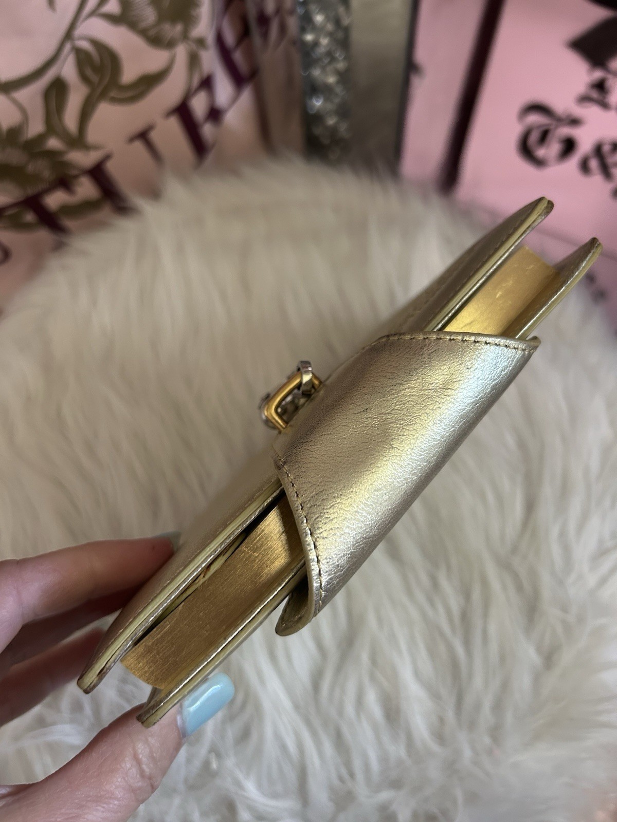 Y2K VINTAGE JUICY COUTURE METALLIC GOLD LEATHER JOURNAL DIARY RARE