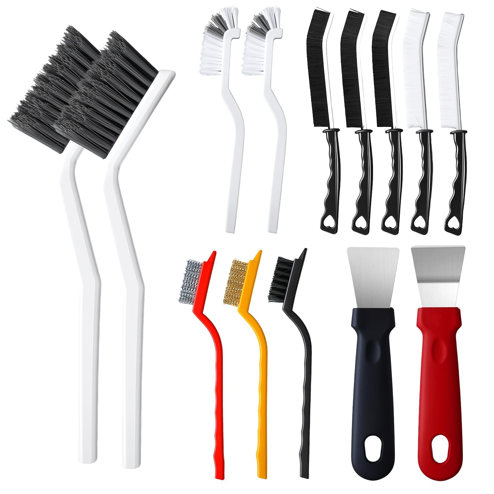 14Pcs Crevice Cleaning Brush Set, V Shape Grout Cleaner for Deep Black