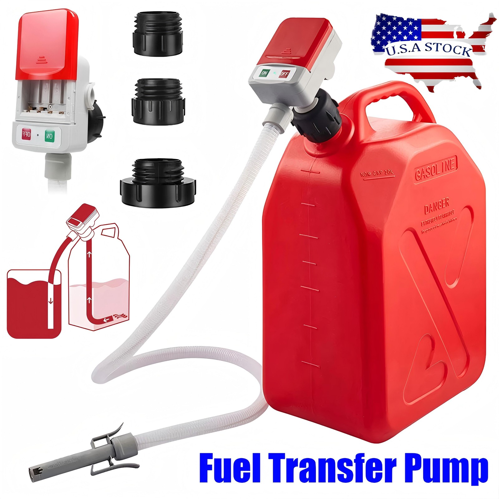 2.4 GPM Battery Powered Electric Fuel Transfer Pump For Gas Oil Water Liquid