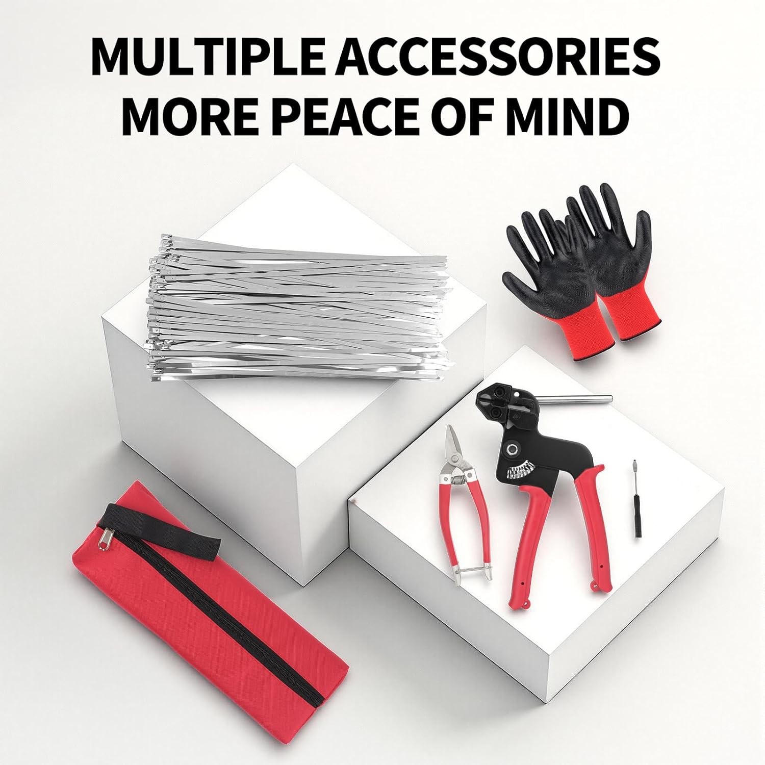 Metal Cable Tie Gun Kit,Zip Tie Tool With 100pc 11.8″ Stainless Steel Cable Ties