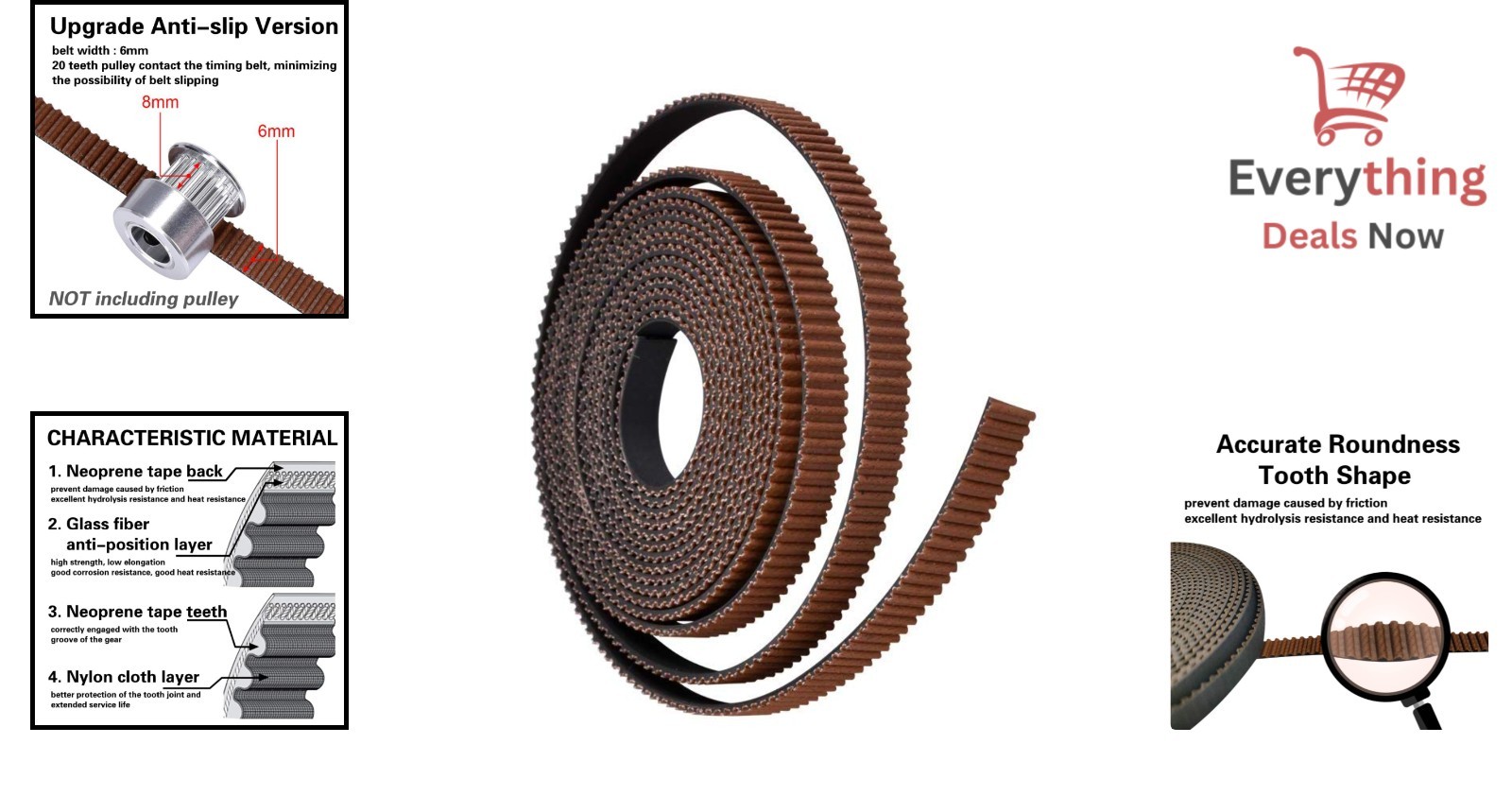 5M GT2 Timing Belt 6mm Non-Slip Upgrade for 3D Printers & Belt Driven Machines