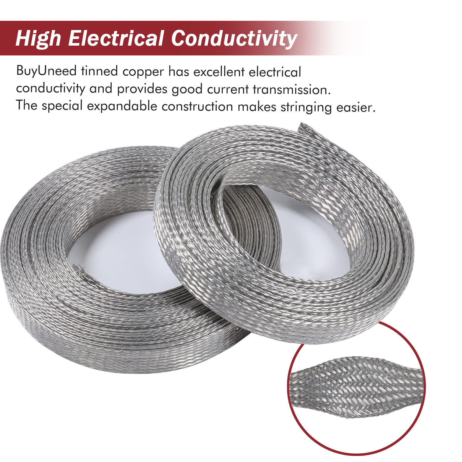 Braided Cable Sleeve Wire Shield Ground Straps EMI/RFI Protect Lot