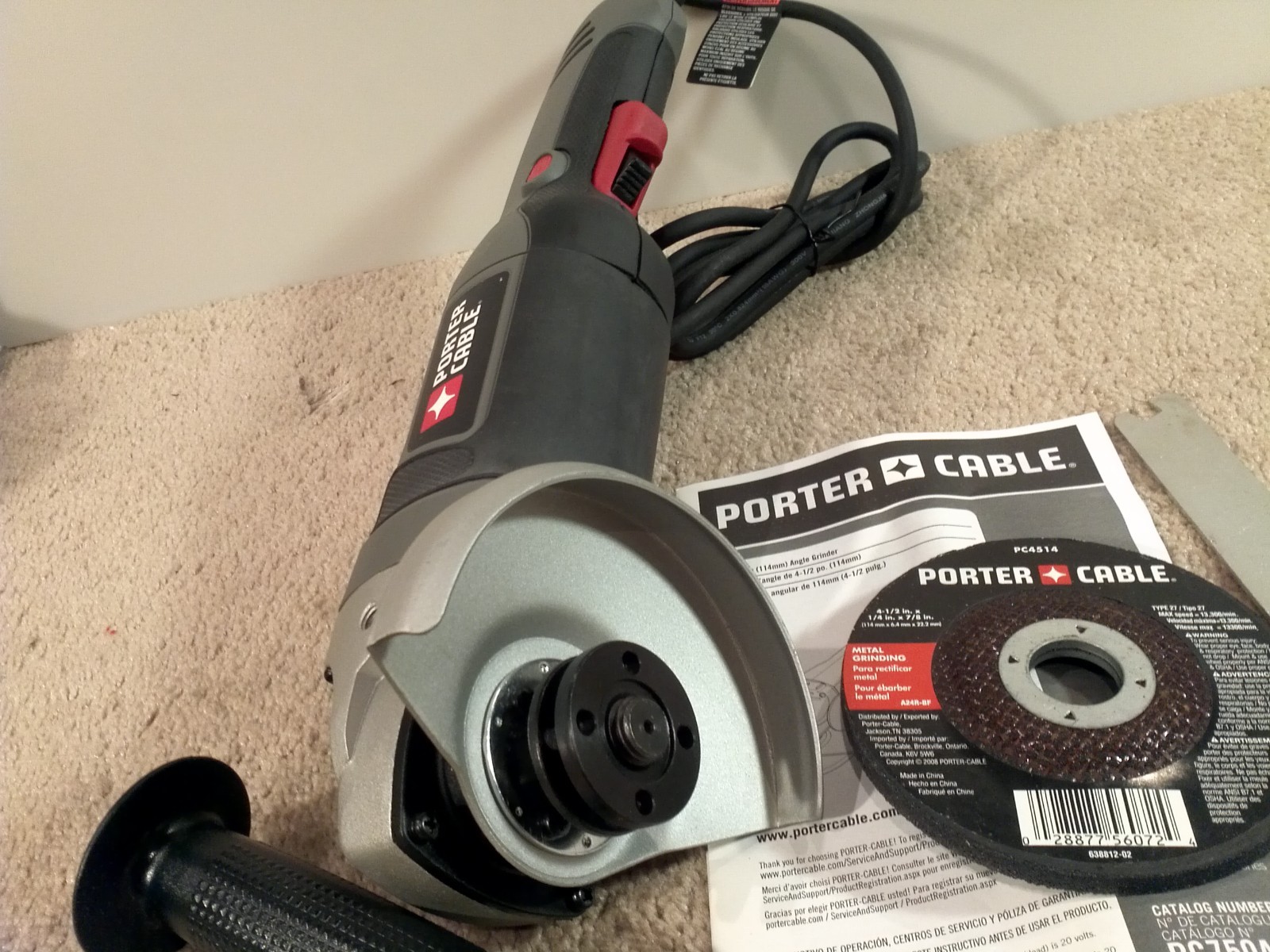 Porter-Cable Corded Angle Grinder 4-1/2″ Wheel Dia 10,000 RPM PC750AG