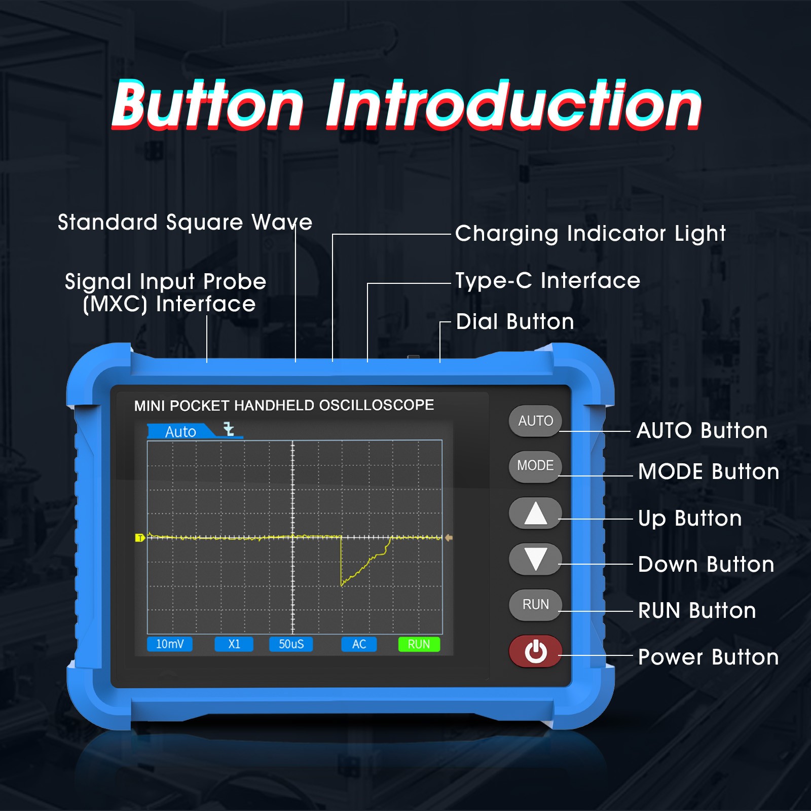 HoldPEAK Handheld Mini Oscilloscope Portable Digital Oscilloscope 250KHz 2.5MS/s