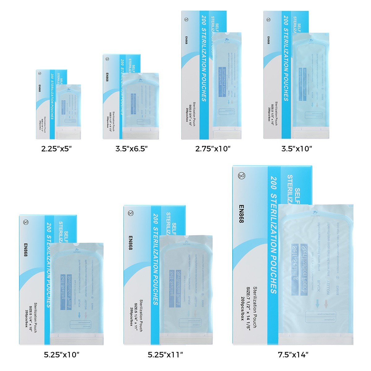 200/Box Medical Dental Self Sterilization Pouches Pouch Autoclave Tattoo Bags