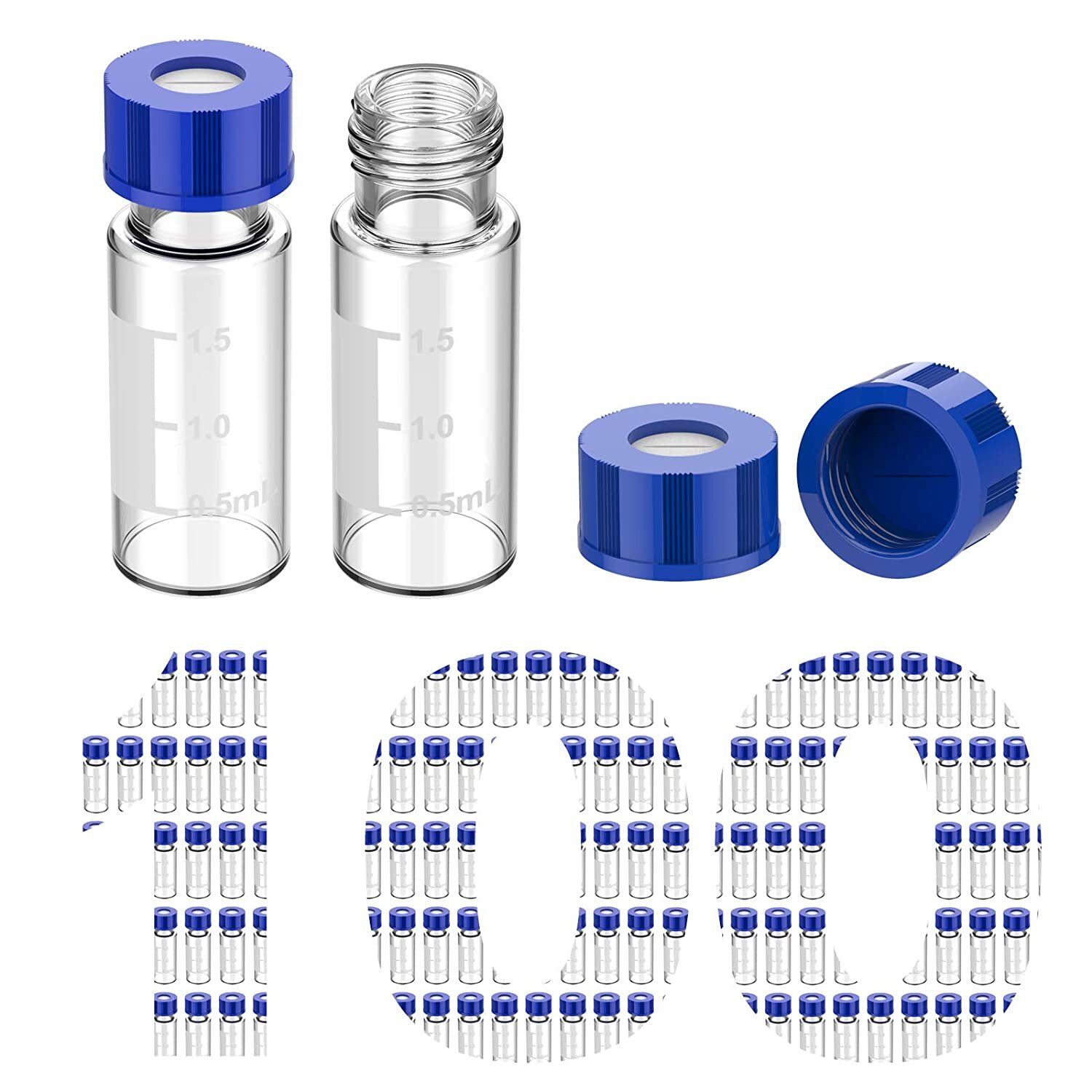 2ml Clear Glass Vials, 9-425 Thread, Type 1 Borosilicate, High Clarity, for Lab