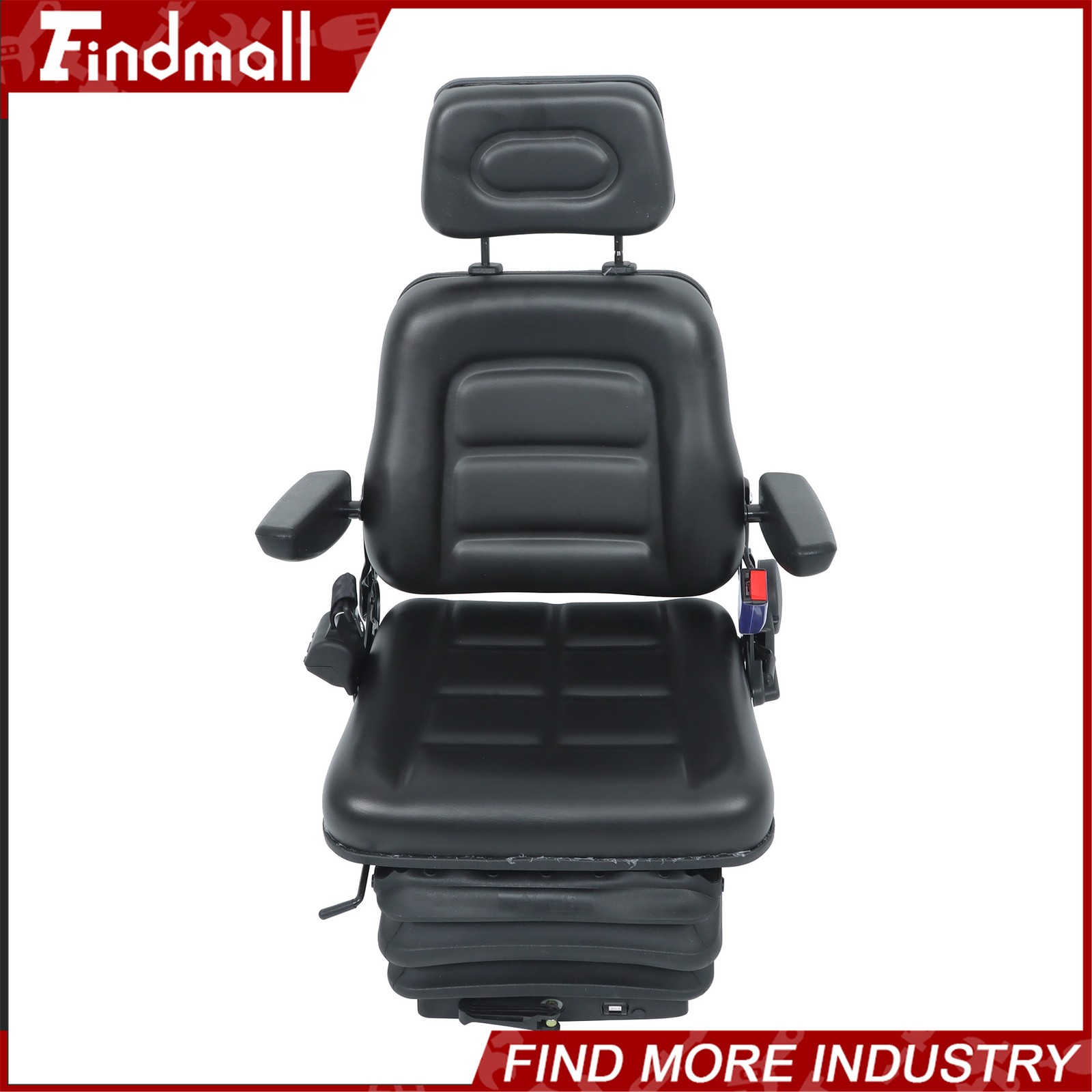 FindmallForklift Tractor Seat Suspension Adjustable Backrest Armrest Safety Belt