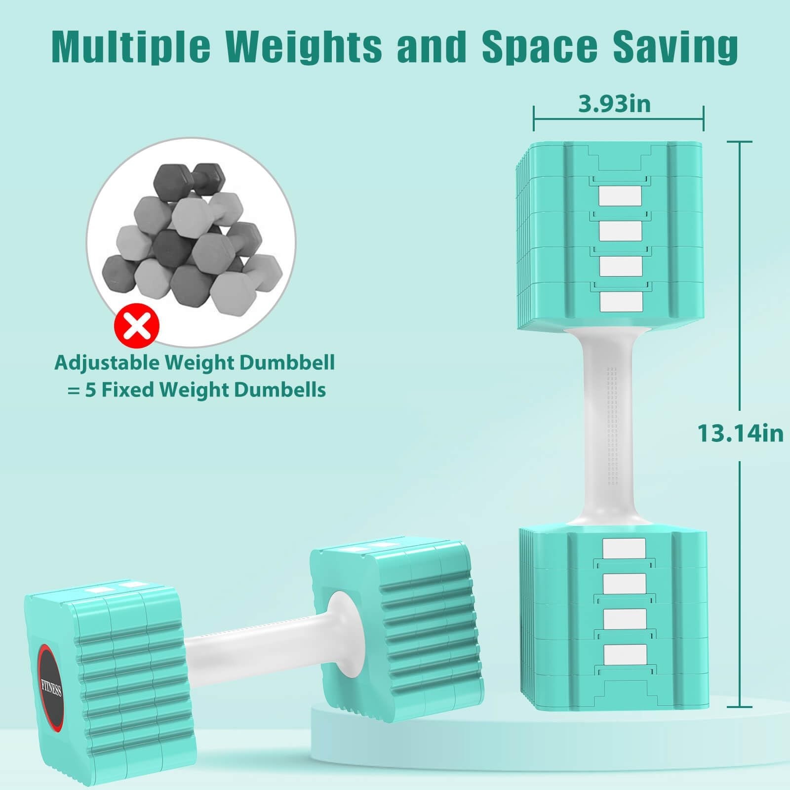 Adjustable Weight Dumbbells Set of 2, 3.4lb/5.7lb/8lb/10.3lb/12.6lb Each Hand…