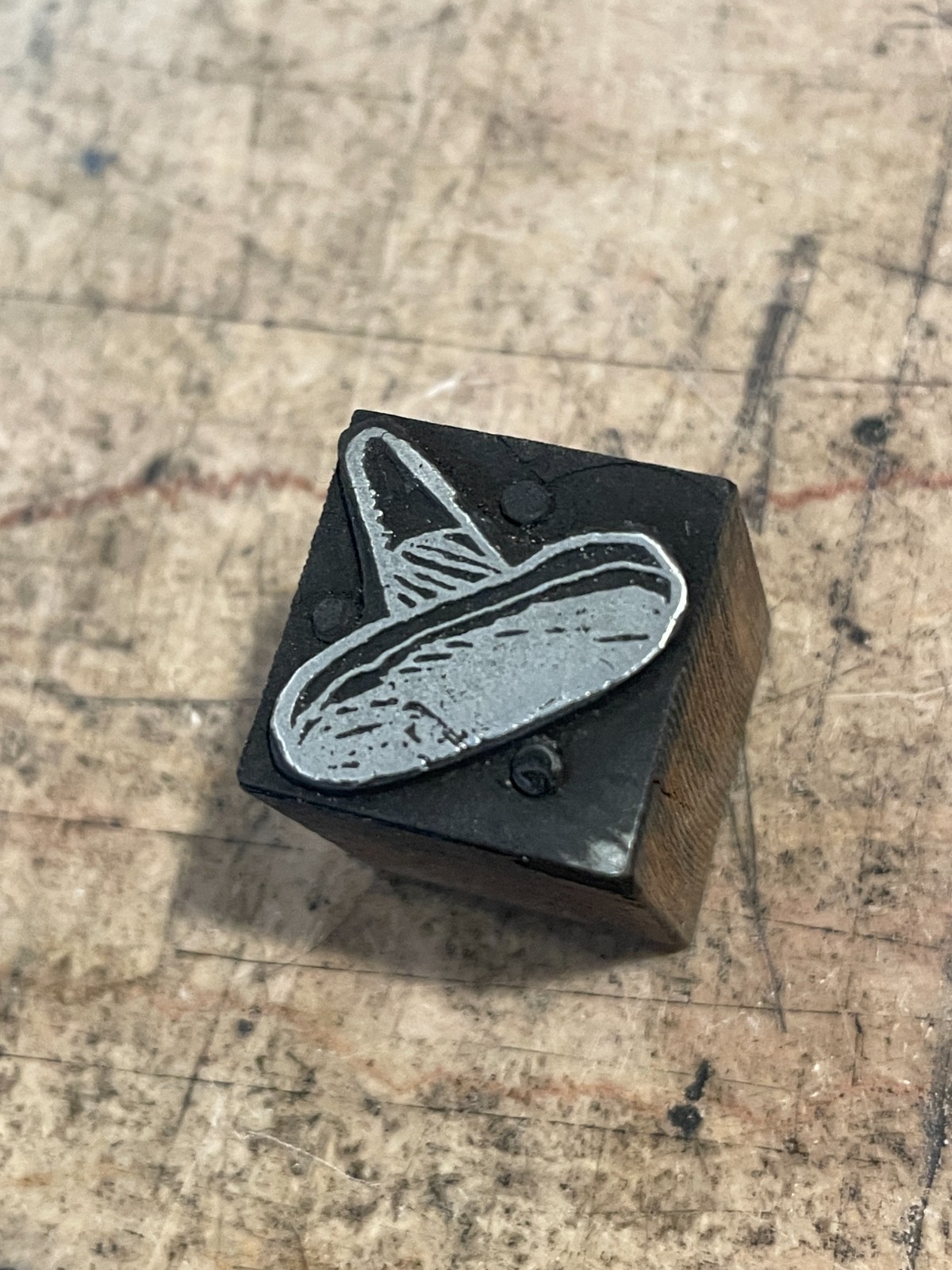Printing Letterpress Print Block Small Sombrero / Mexico / Hat (2707)
