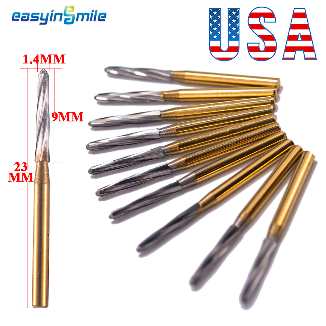 10Pcs Dental ENDO-Z Burs Carbide Tungsten surgical cutter FG burr Drill 1.4*23mm